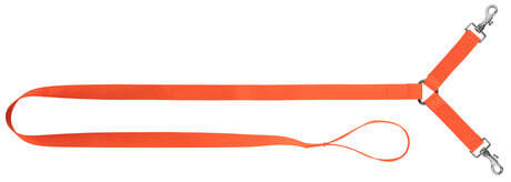 Photo CH3255-2-Laisse 1,30 m sangle nylon 2 chiens orange fluo - Country
