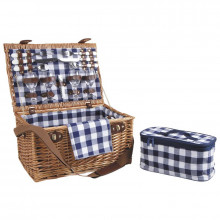 4-piece insulated wicker picnic suitcase
