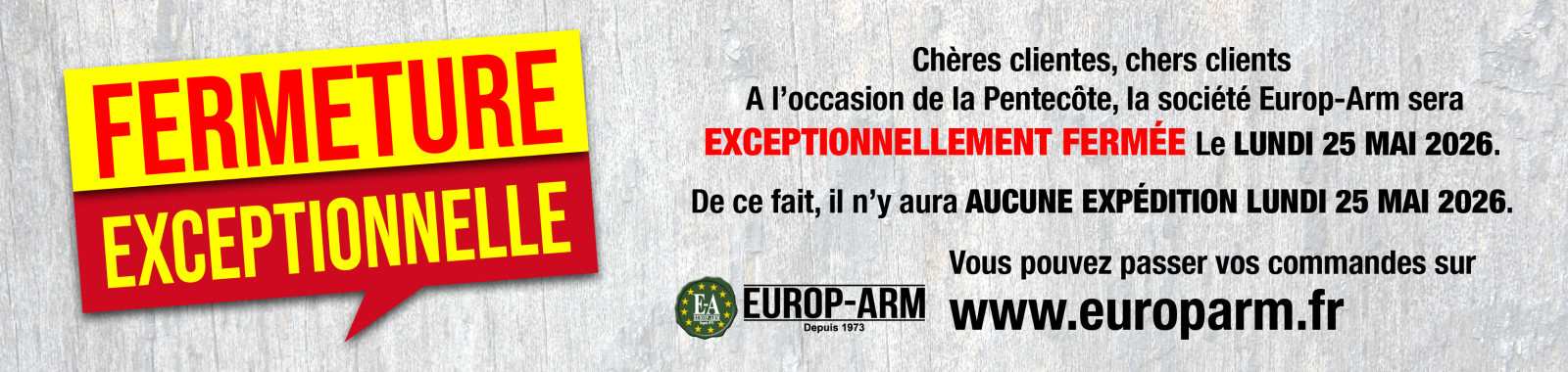 Fermeture exceptionnelle - Pentecôte 2026  !