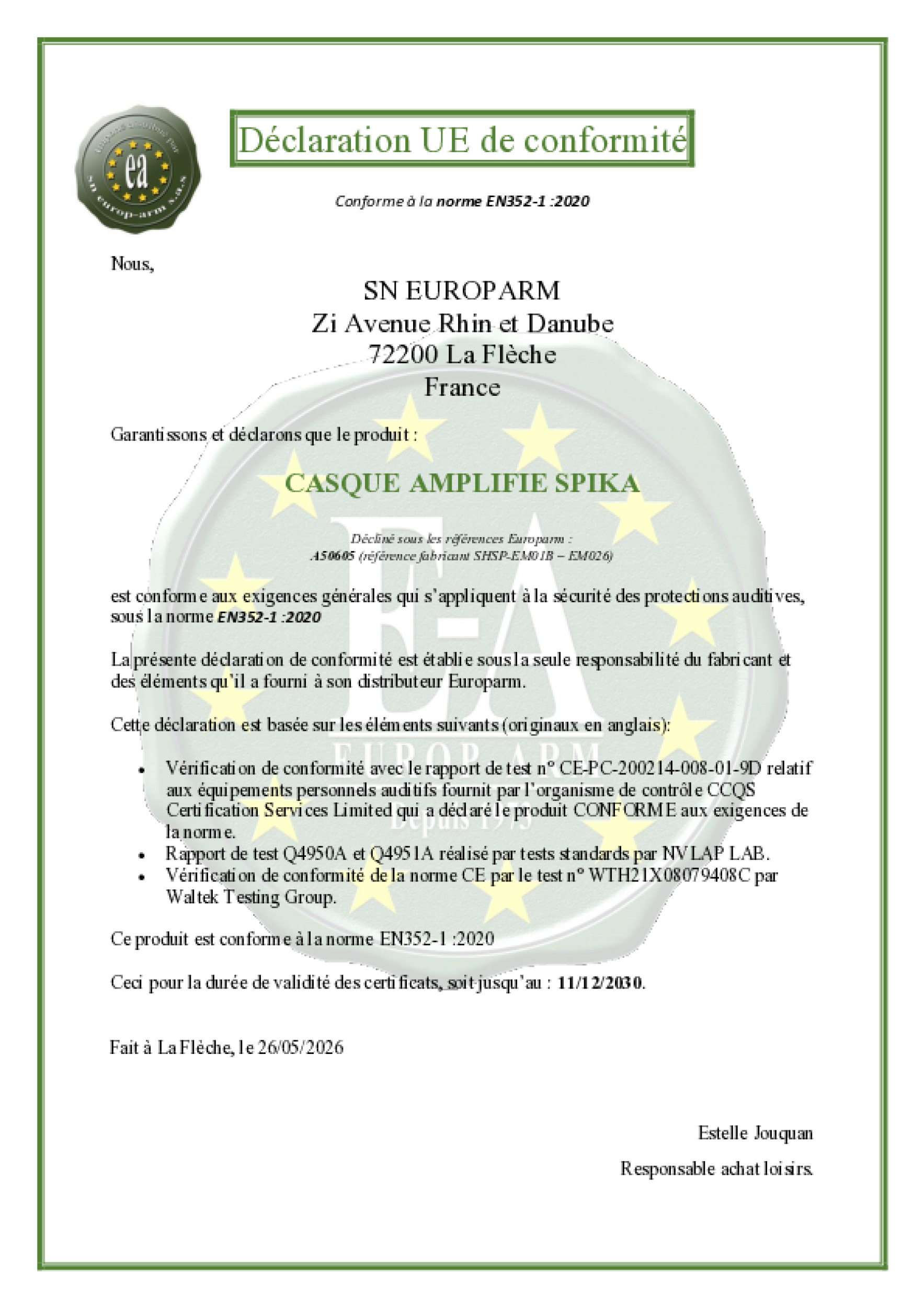 A50605   Declaration CE 2030