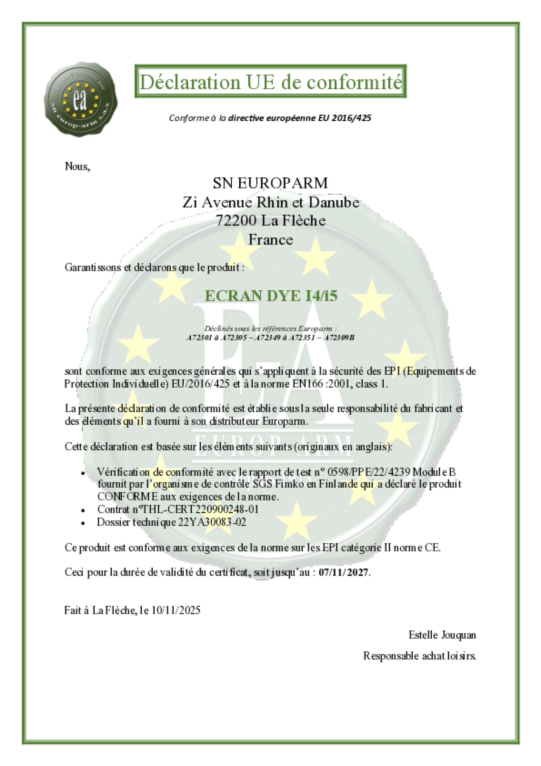 Declaration CE ecran i4 i5 10