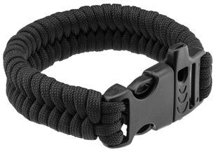 Paracord black survival bracelet and whistle
