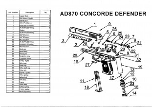 Photo AD870-ECLATE Kit de pièces détachées pour pistolet Concorde Defender cal.50