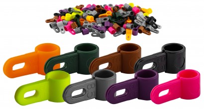 Plastic attachment rings for gabion decoys.