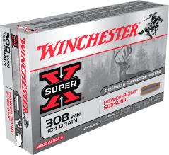 20 cartridges Winchester Subsonic HP .308 Win 185 ...
