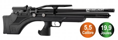 Photo CA6504-V PCP air rifle Aselkon MX7 Regulator Jet Black Cal .22 <19J
