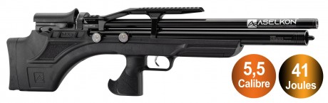 Photo CA650541-V Carabine à air PCP Aselkon MX7-S 41J Régulateur Jet Black Cal. 5.5