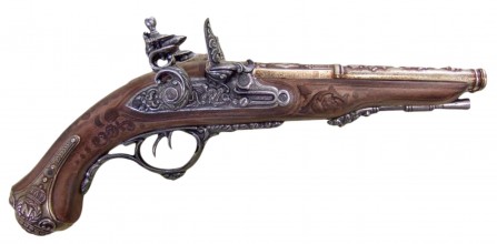 Photo CD1026-01 Decorative replica Denix of French pistol with 2 barrels 1806
