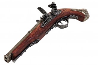 Photo CD1026-05 Decorative replica Denix of French pistol with 2 barrels 1806