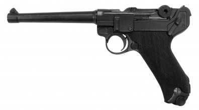 Denix Luger P08 Parabellum pistol black stock