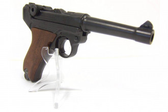 Photo CD11432-02 Denix Luger P08 Parabellum pistol with wooden stock
