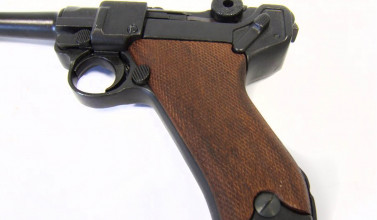 Photo CD11432-03 Denix Luger P08 Parabellum pistol with wooden stock