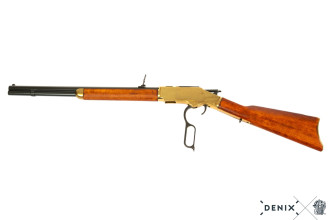 Photo CD5325-01.jpg The legendary Winchester lever-action rifle, reproduced in metal and wood with moving mechanism.
