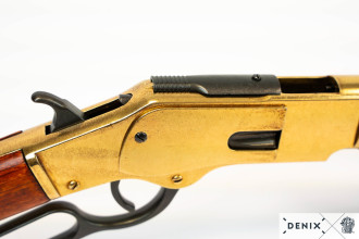 Photo CD5325-03.jpg The legendary Winchester lever-action rifle, reproduced in metal and wood with moving mechanism.