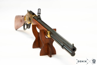 Photo CD5325-04.jpg The legendary Winchester lever-action rifle, reproduced in metal and wood with moving mechanism.