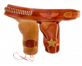 Photo CDCE722 Belt with two sheriff holsters for Western revolver