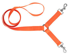 Leash 1.30 m Nylon strap 2 orange dogs - Country