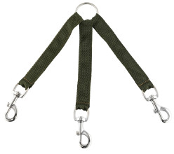 Green nylon coupling for three dogs