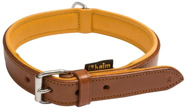 Brown leather dog collar, leather lined - Heim