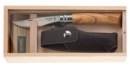 Opinel No. 8 Olivier pocket knife + Alpine case