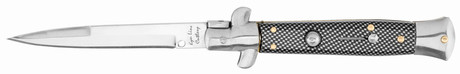 Photo LC3722-1-Couteau pliant automatique damier noir