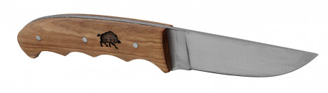 Plane tree handle knife with boar engraving and ...
