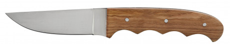 Photo LC3743-07 Couteau manche platane avec gravure sanglier et fourreau en cuir