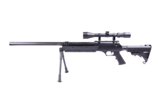 Photo LR1098-01.jpg Réplique sniper airsoft WELL MB06 SR-2 à ressort noire avec lunette et bipied