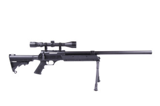 Photo LR1098-02.jpg Réplique sniper airsoft WELL MB06 SR-2 à ressort noire avec lunette et bipied