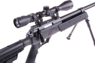 Photo LR1098-03.jpg Réplique sniper airsoft WELL MB06 SR-2 à ressort noire avec lunette et bipied