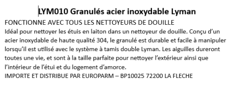 Photo LYM010.PNG Granulés acier inoxydable Lyman