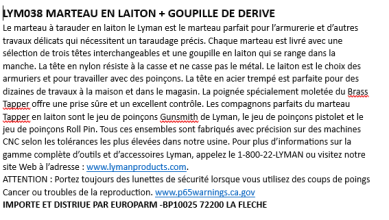 Photo LYM038.PNG Brass Tapper Hammer Lyman