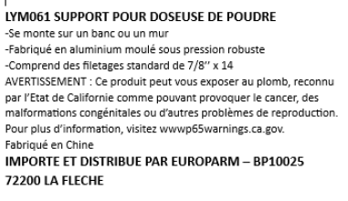 Photo LYM061.PNG Support pour Doseuse de Poudre Brass Smith Lyman