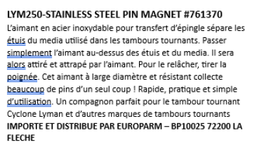 Photo LYM250.PNG Lyman Stainless Steel Pin Magnet