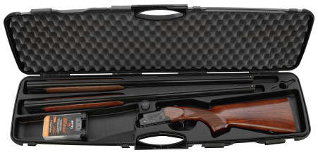 Polymer case for double-barreled weapons