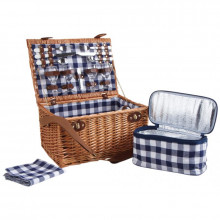 Photo MAL523-01 4-piece insulated wicker picnic suitcase