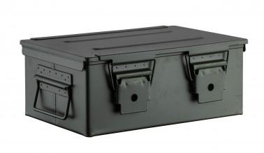 Green metallic ammunition box 33x22x13cm