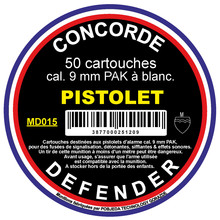 Boîte de 50 cartouches cal. 9 mm PAK à blanc