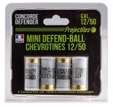 Photo MD0421 4 cartouches Mini Defend-Ball cal. 12/50 chevrotine Elastomere
