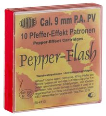 Box of 10 cartridges 9 mm PA pepper flash effect