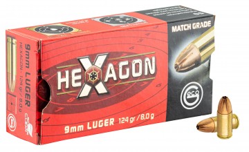 Cartouches GECO 9x19 Luger HEXAGON 124gr x50