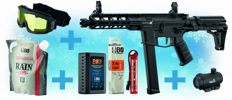 Photo PCKNOEL6.jpg Christmas pack AEG Battle X replica + red dot + 1J mask + battery and charger