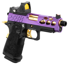 Photo PG9011-01.jpg Pistolet Airsoft GBB Stryk Hi-Capa 4.3 + RMR violet/or Lancer Tactical