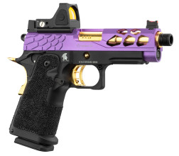 Photo PG9011-02.jpg Pistolet Airsoft GBB Stryk Hi-Capa 4.3 + RMR violet/or Lancer Tactical