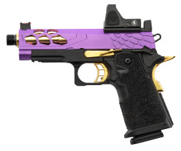 Photo PG9011-05.jpg Pistolet Airsoft GBB Stryk Hi-Capa 4.3 + RMR violet/or Lancer Tactical