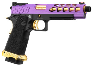 Photo PG9013-01.jpg Pistolet Airsoft GBB Stryk Hi-Capa 5.1 Violet et Or Lancer Tactical