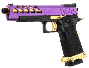 Photo PG9013-03.jpg Pistolet Airsoft GBB Stryk Hi-Capa 5.1 Violet et Or Lancer Tactical