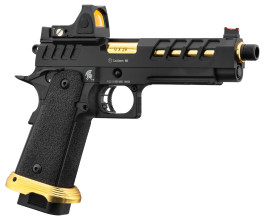 Photo PG9016-01.jpg Pistolet Airsoft GBB HERACLES Hi-Capa 5.1 Noir/Gold avec RMR Lancer Tactical
