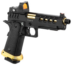 Photo PG9016-03.jpg Pistolet Airsoft GBB HERACLES Hi-Capa 5.1 Noir/Gold avec RMR Lancer Tactical