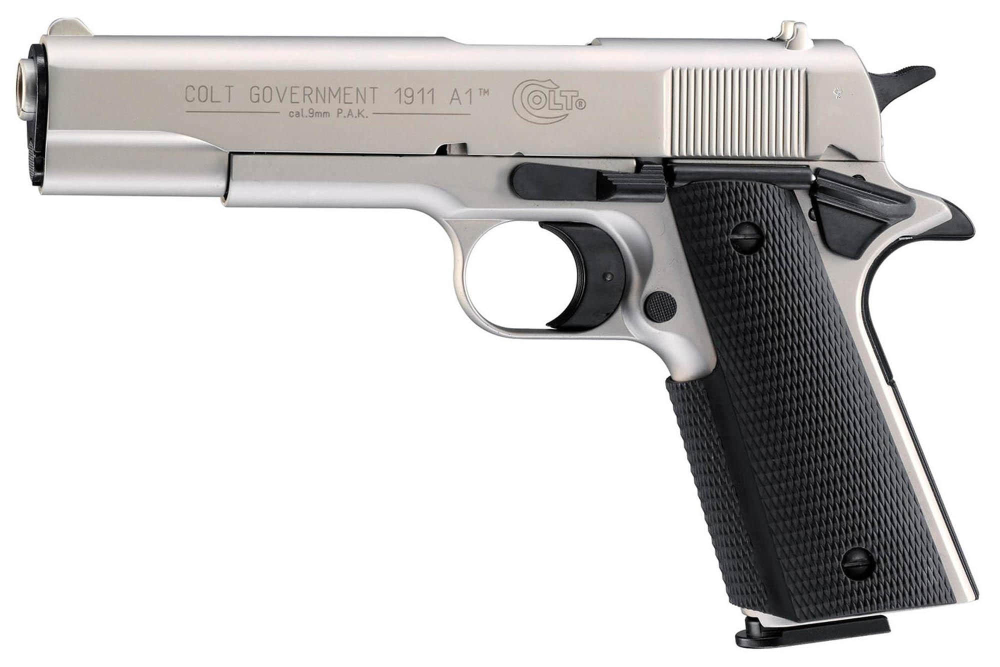 Pistolet 9 Mm à Blanc Colt Government 1911 A1 Nickelé